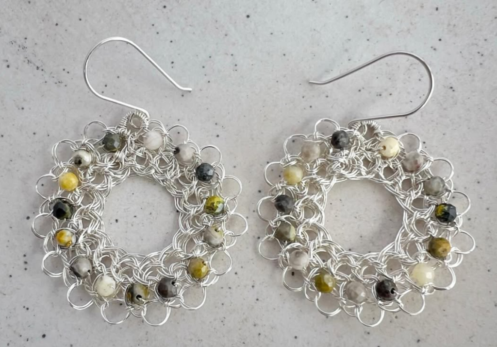 Silver and Faceted Jasper Earrings